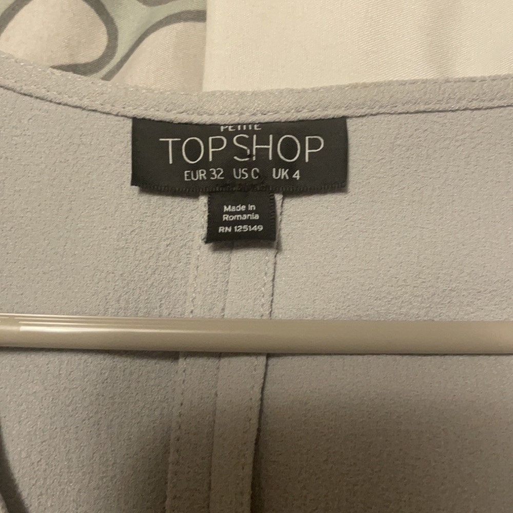 Topshop dusty mint blue color midi wrap surplice crepe dress - Picture 4 of 5